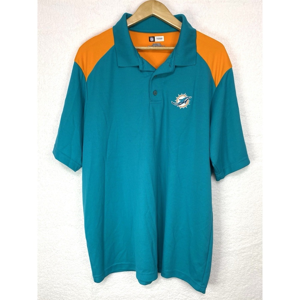 Reebok Shirt‎ Adult Extra Large Miami Dolphins  Green Orange Polo Team Apparel